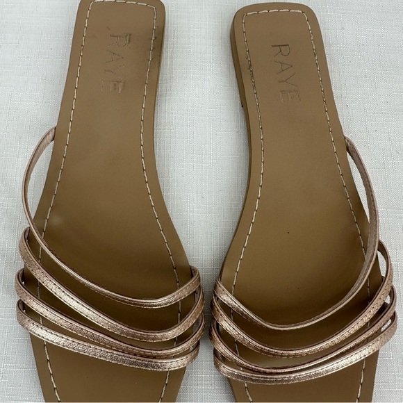 RAYE size 6 Champagne Gold Leather Slide Sandals - Picture 10 of 14